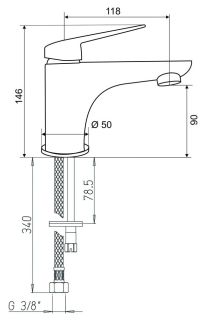Смеситель для раковины PAINI Laguna без донного клапана, черный (YO)